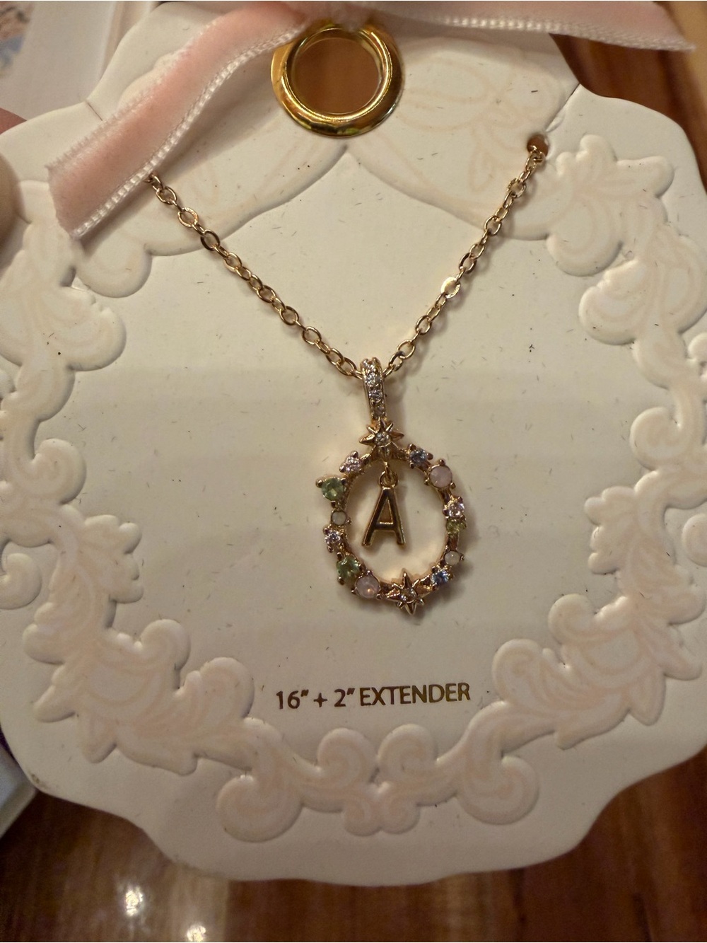Francesca's Collections Gold Initial 'A' Multistone Wreath Necklace